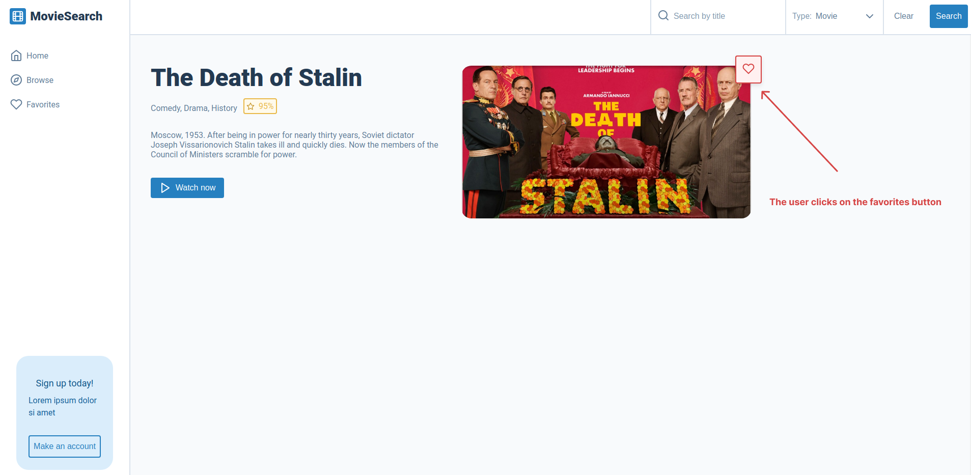 Annotated movie page screenshot