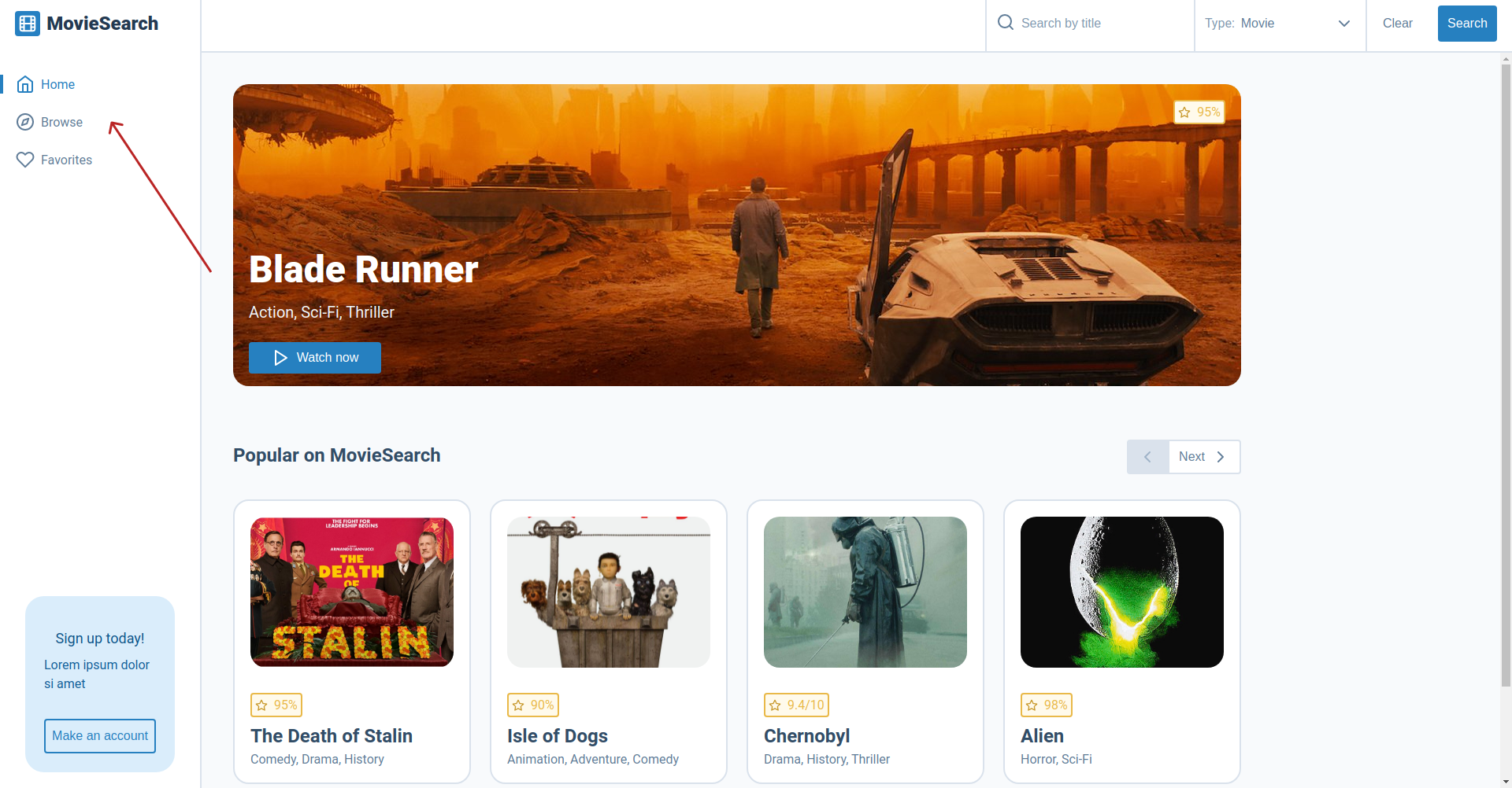 Screenshot of new navigation