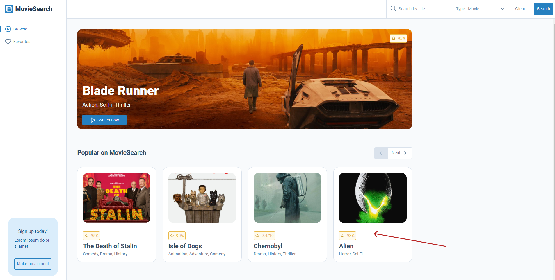 Screenshots of the home screen
