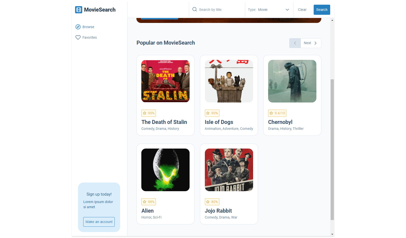 Screenshots of the home screen at 1040 pixels