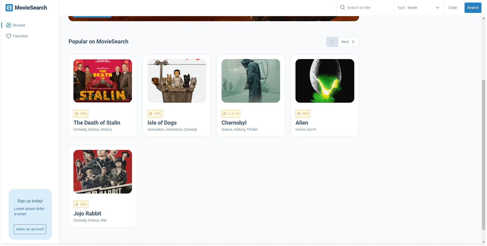 Screenshots of the home screen at 1280 pixels